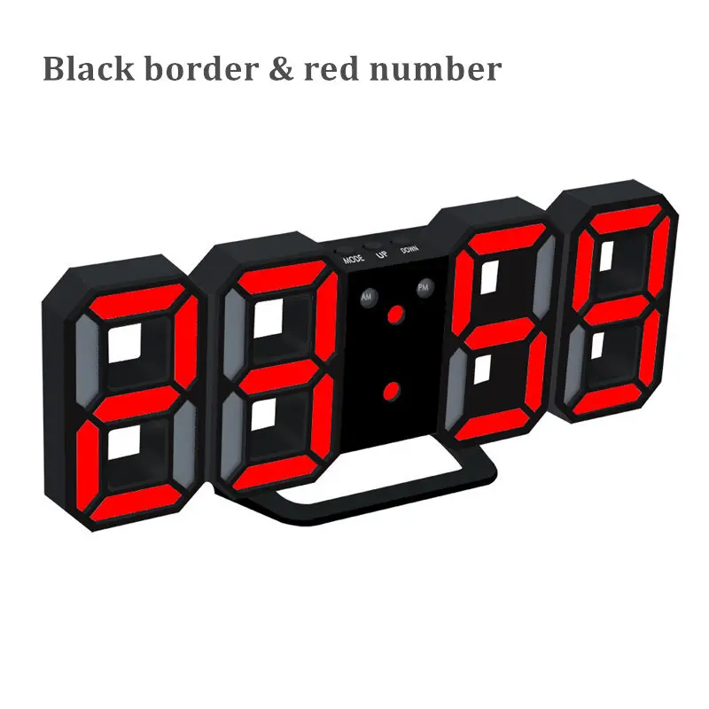 Светодиодный настенные часы, современный дизайн, 3D настенные часы, Настольный будильник, акриловый ночной Светильник для кухни, гостиной, домашнего декора - Цвет: Black border -red