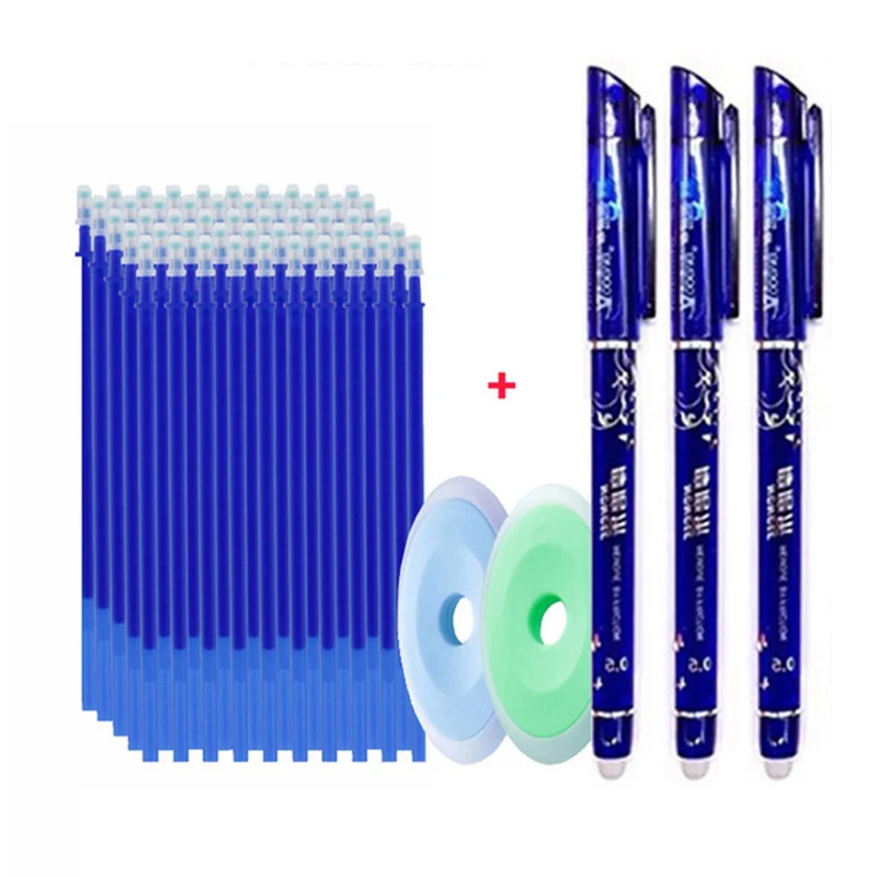 55pcs/set Colored Ink Erasable Pen Refills Rods 0.5mm Magic Erasable Gel Pen Washable Handle Office School Writing Stationery 1