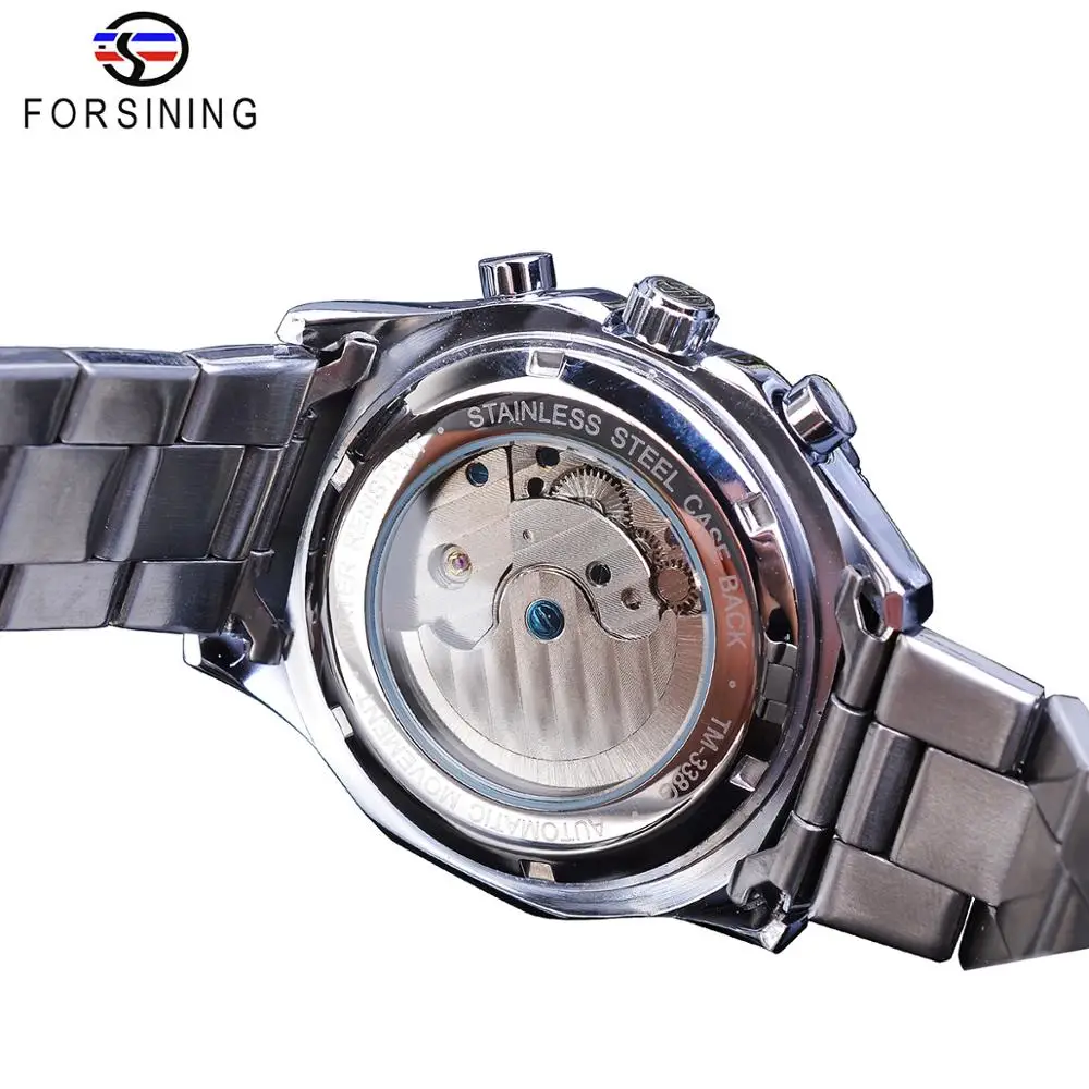 Forsining, автоматические часы, мужские, Tourbillon, механические, серебро, квадратный, нержавеющая сталь, Moonphase, мужские, с автоматическим заводом, Relogio Masculino