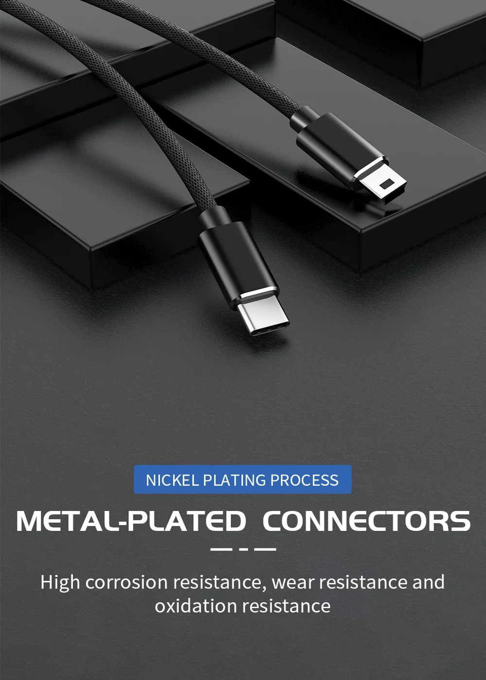 USB Type C To Mini USB Quick Charging Cable USB2.0 Charger Data Transfer Cable For Computer Synchronization Data Transmission