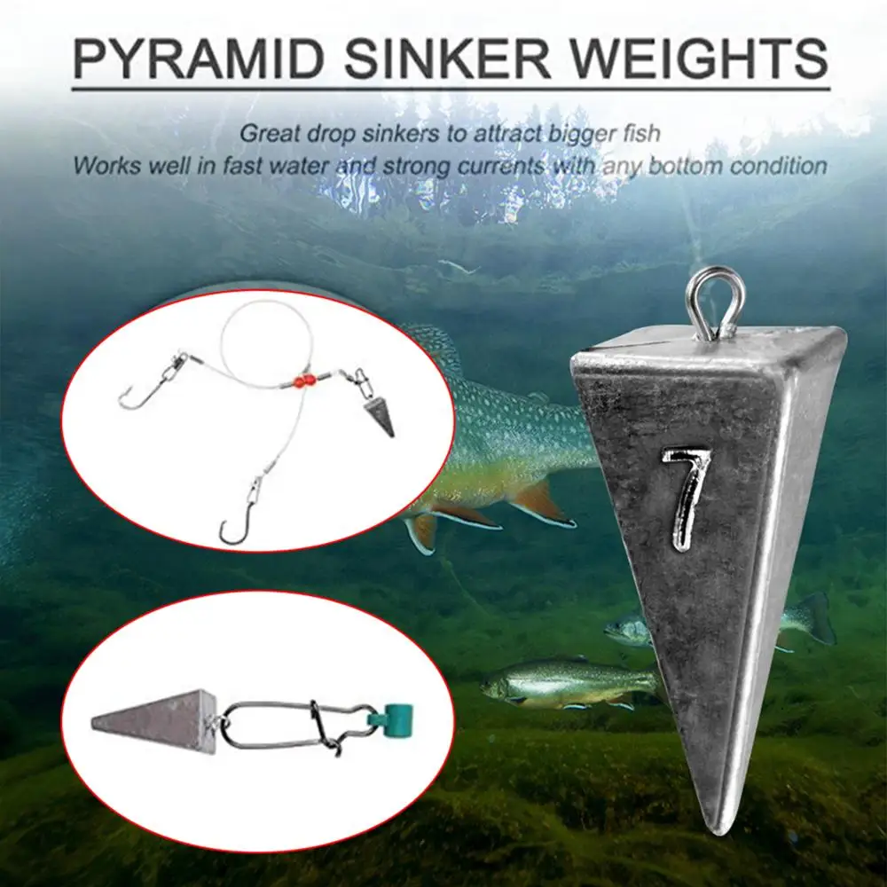 5pcs/lot Pyramid Sinker Fishing Weights Kit Bullet Weights Fishing