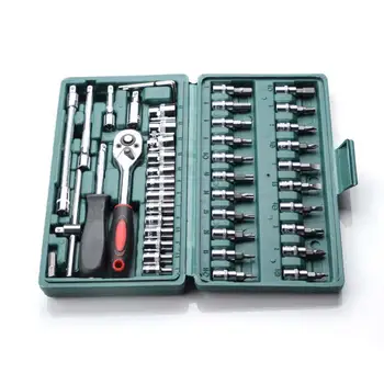

46Pcs/set Carbon Steel Ratchet Wrench Socket Spanner Screwdriver Combination Tool Set Household Car Repair Tool