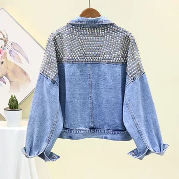 

Women's Denim Jackets Female Denim Coat 2020 Spring New Rivet Denim Jacket Women Coats Black Outerwear Punk Style Blue