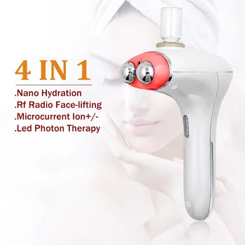 

4 in 1 led photo therapy machine rf massage Ion+/- Facial lifting Facial Wrinkle Nano-Hydrating oxygen Skin Care Facial Massager