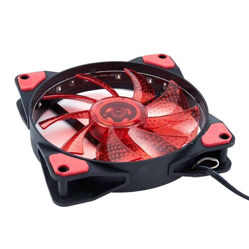 2 Pc 15 Lights LED PC Computer Chassis Fan Case Heatsink Cooler Cooling Fan DC 12V 4P 120X120X25Mm, Red& Green