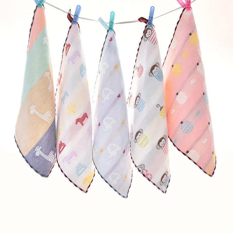 

Pure Cotton Small Saliva 4 Article Gauze Kerchief for Babies Cover Cartoon Universal Water-Absorbing Children Face Wash Small To