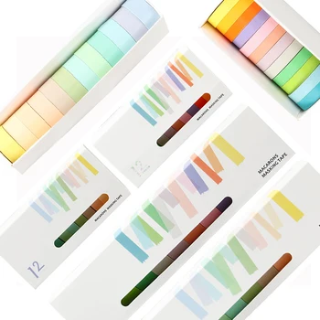 

12 volume Set Basic Color Paper Tape Hand Account Tape Hand Account Material Set Fresh Solid Color pasted repeatedly Sticker