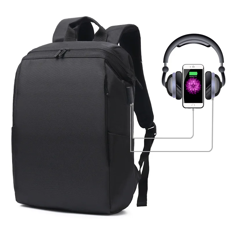 

Fashion Simple Solid Color Backpack Men's USB Charging Large-Volume Business Computer Backpack Women's