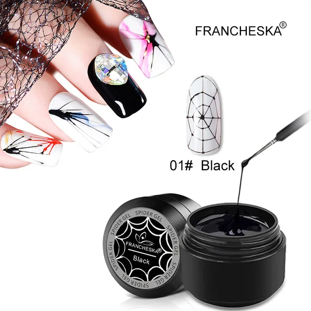 Francheska Spider Nail Gel Painting Liner DIY Design Black White Lacquer Silk UV  1