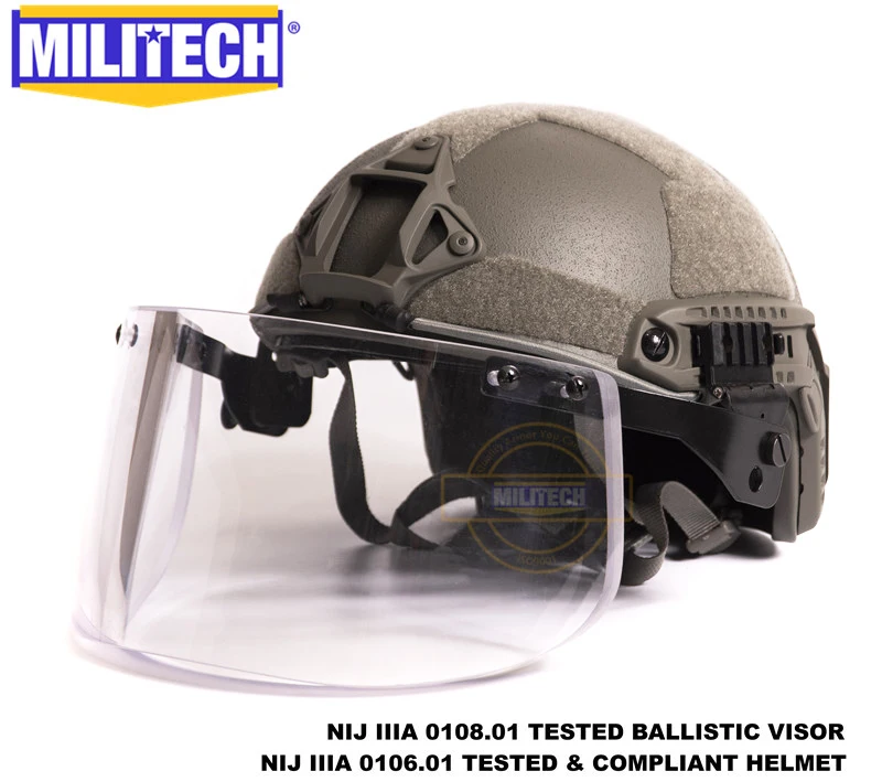 MILITECH FG Deluxe NIJ IIIA БЫСТРО Пуленепробиваемый Шлем и комплект козырька Дело баллистический шлем баллистическая пуленепробиваемая маска пакет