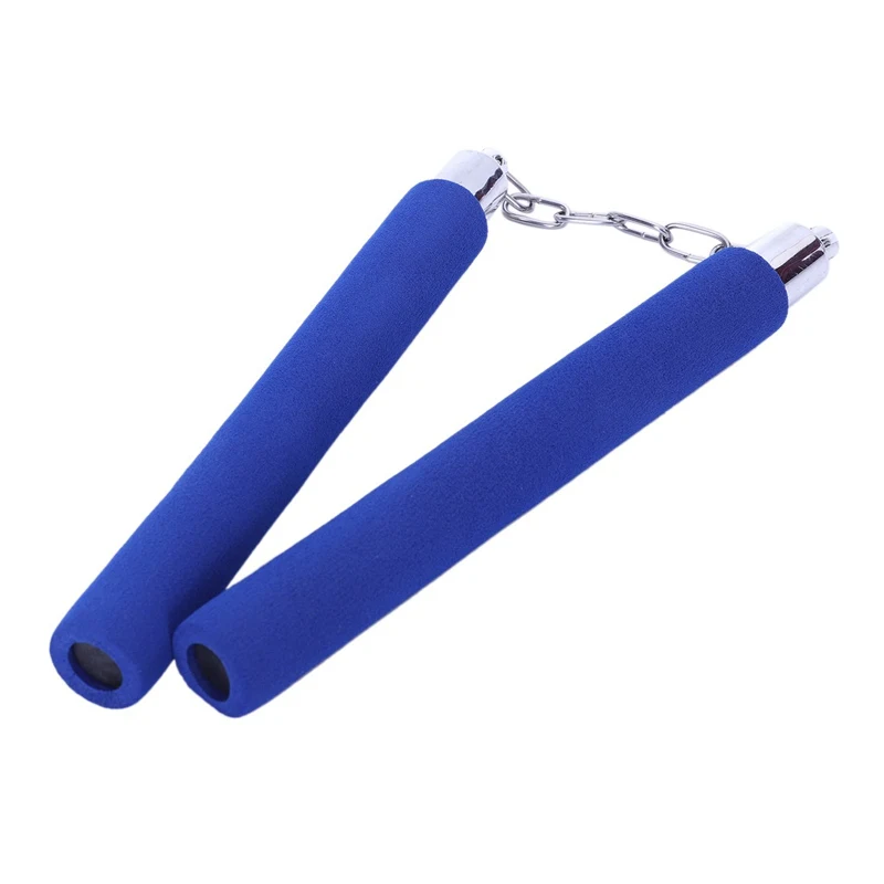 1X Blue Nunchakus Taekwondo Kung Fu Nunchucks Martial Arts Practice Weapons Padded Fitness For