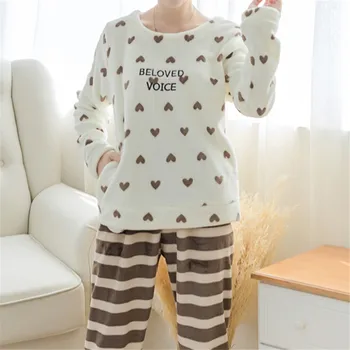 

Fleece pajama set women Flannel pajamas for women warm womens pajamas sleepwear Cartoon women pajamas sets autumn winter pijama