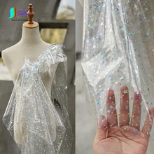 Модная женская одежда фон для фотосъемки шьют украшают занавески материал прозрачная Лазерная Звезда голографическая ткань A0273L