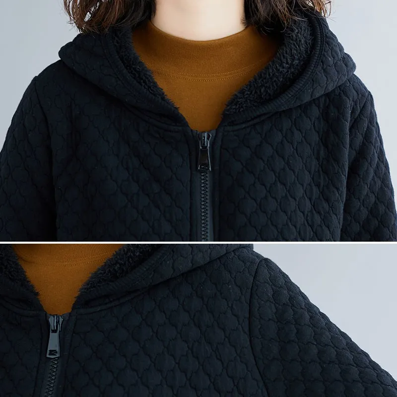 Women Black Casual Hooded Jackets New 2020 Autumn