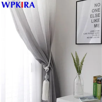 

Modern Grey White Gradient Linen Voile Curtain for Living room Bedroom Window Screen Nordic Semi-Shading Gauze Rideau AD320&3