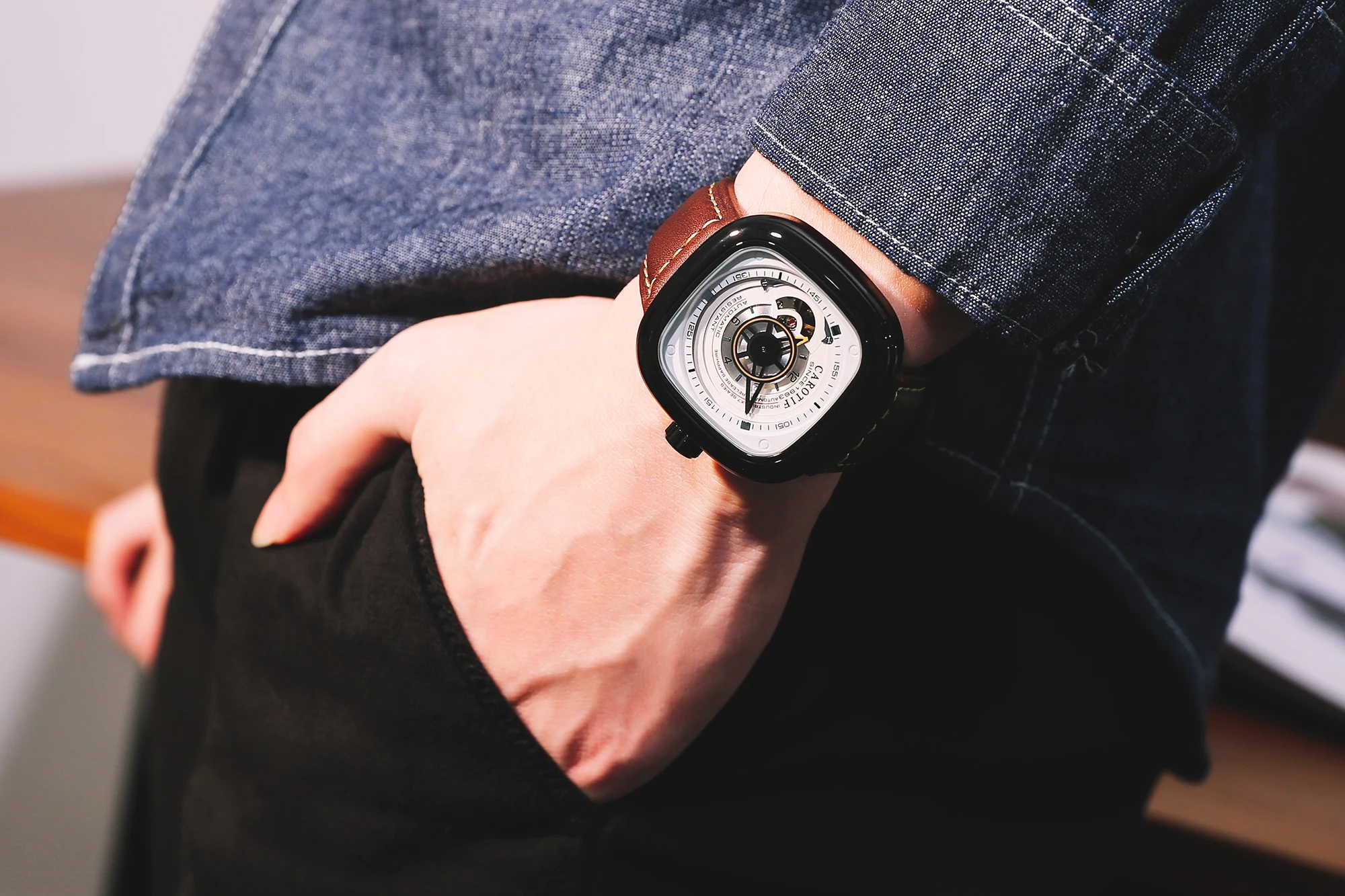 CAROTIF Лидирующий бренд мужские часы Relogio masculino модный тренд автоматические механические часы полые квадратные часы с большим циферблатом мужские