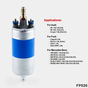 

1pc Electric Fuel Pump 12V Universal High Pressure Oil Pump Flow 100L/H 8.0-9.5 BAR Dia 52mm Replacement Parts For Audi Ford