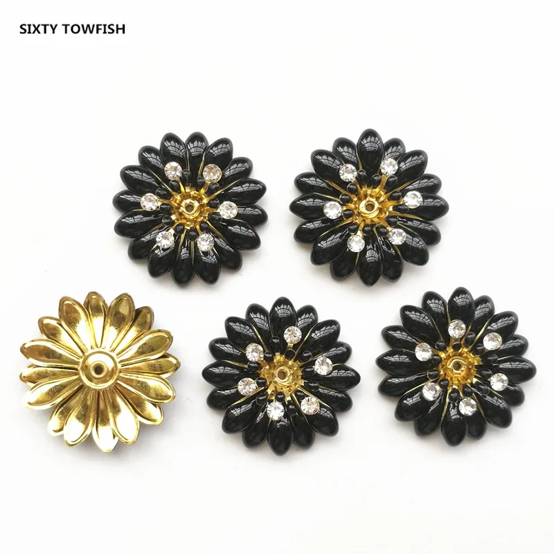 5 Pieces/lot 8 styles Copper Filigree Rhinestone Flower Slice Charms Base Setting DIY Jewelry Accessory Findings