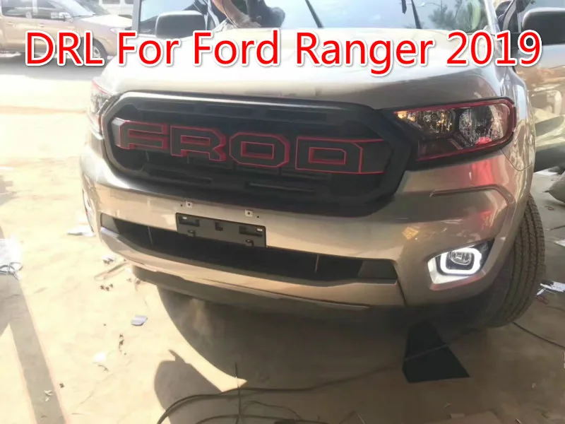 

For Ford Ranger 2019 LED Daytime Running Light Fog Lamp Cover DRL with Yellow Turn Signal Lamp accessories