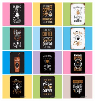

Coffee Metal Tin Signs Plate Vintage Plaque Iron Painting Wall Sticker Metal Poster Decor Board Retro Pub Cafe Bar Funny