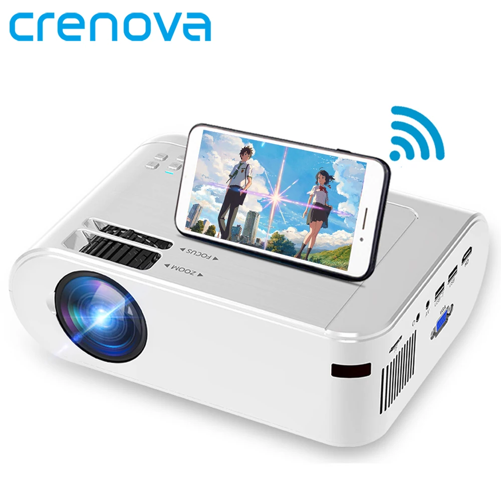 CRENOVA Mini projector for Home Protable Phone Full HD 1080p Projector Mobile M01C Video New Year Beam 2.4G WIFI 3D