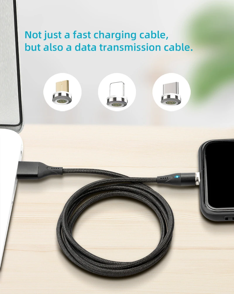 Магнитный USB кабель 3A Быстрая зарядка usb type C кабель Магнитный зарядный провод кабель для передачи данных для мобильного телефона