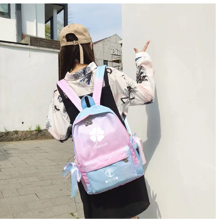 1 шт. Kpop бродячий Детский рюкзак розовый синий градиентный цвет водонепроницаемый студенческий рюкзак школьный креативный бродячий детский kpop поставки милые