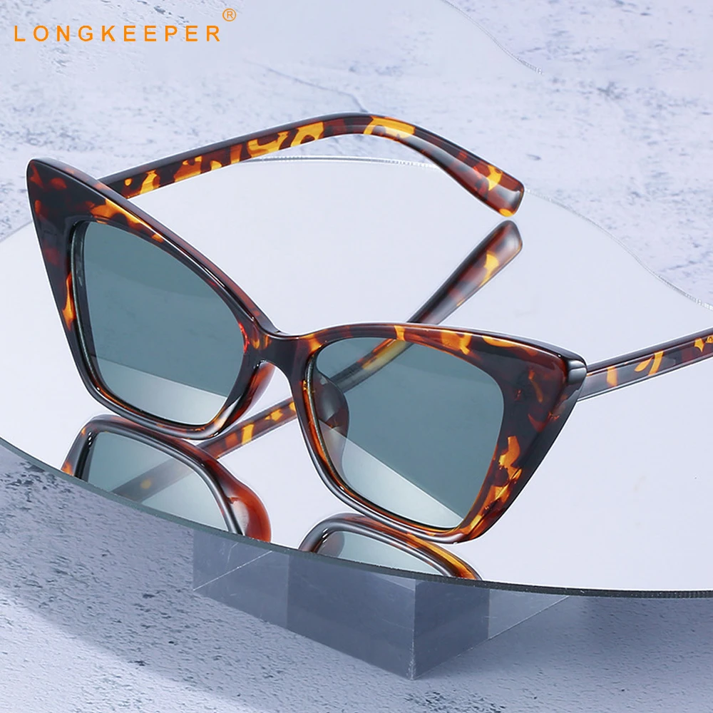 

LongKeeper Cat Eye Sunglasses Women Brand Designer Luxury Triangle White Black Sun Glasses Ladies Eyewear Ocolos Gafas De Sol