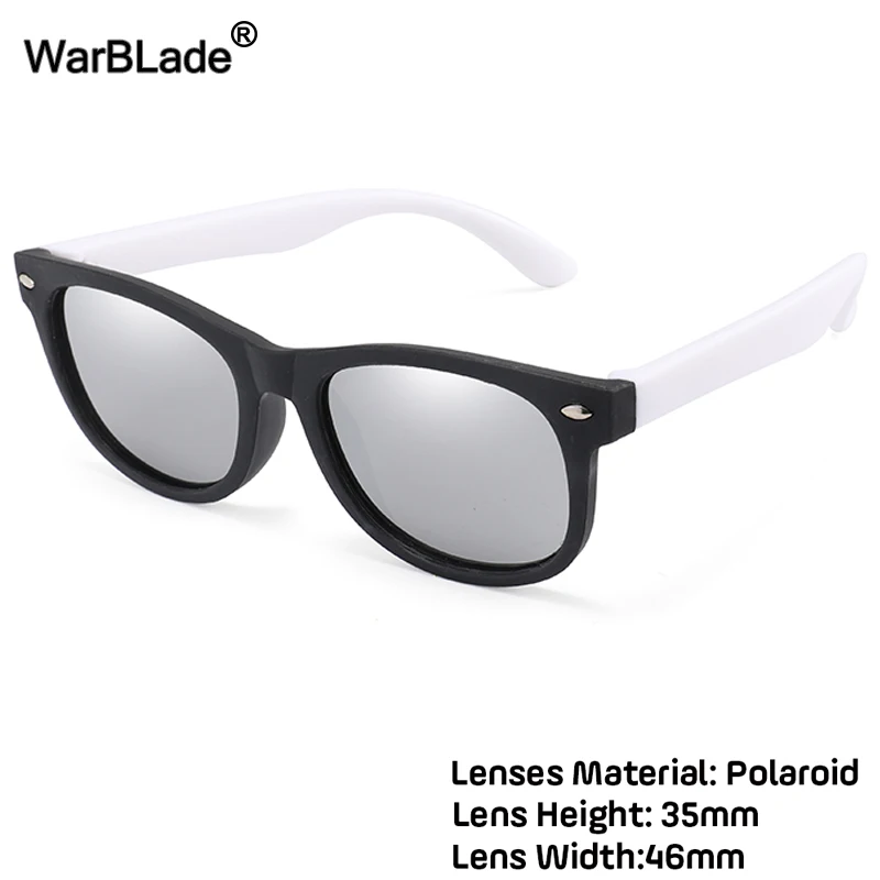 black white 2 WarBlade Новые поляризованные детские солнцезащитные очки, детские солнцезащитные очки, силиконовые защитные очки для мальчиков и девочек, подарок для ребенка, UV400 очки с коробкой - Цвет линз: black white 2