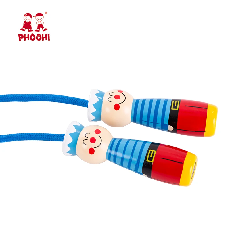Cartoon Child Wooden Children exercise adjustable handle seaman Boy Girl wooden jump rope for kids 3Years+