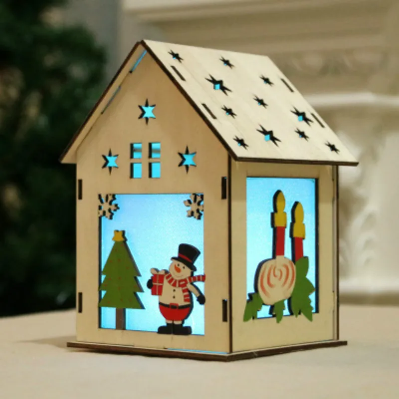 Светодиодный светильник деревянный дом фестиваль Рождественская елка декор для Висячие украшения для дома праздник хороший Рождество Дети DIY подарок свадьба Navidad