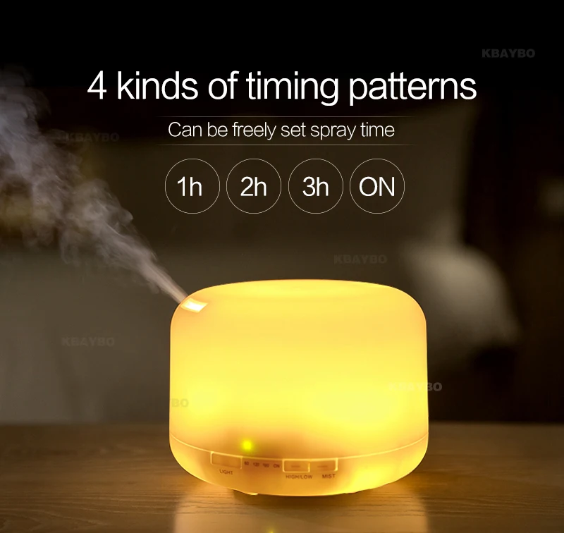 

500ML Aromatherapy Essential Oil Diffuser 7 LED Color Changing Lamps Ultrasonic Air Humidifier with 4 Timer Settings 10 Hours