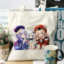 

Genshin Impact Anime Kawaii Genshin Cute Hu Tao Shopper Tote Bag Canvas Foldable Shopping Bag Shoulder Bags Handbag Tote Bags
