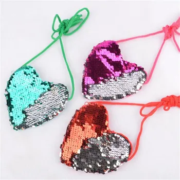 

Girls Sequins Coin Purse Patchwork Heart Kids Shoulder Bag Mini Messenger Bag Small Coin Purse Children Handbags