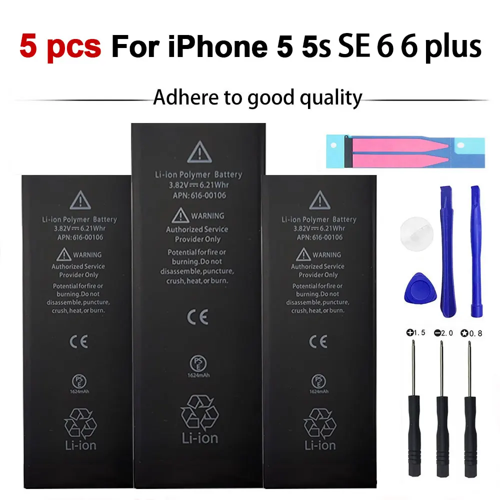 5 шт. 2150 мАч/3350 мАч батарея для iPhone 6 6 plus 6s 6s плюс большой емкости полимерная внутренняя сменная батарея батареи+ Инструменты