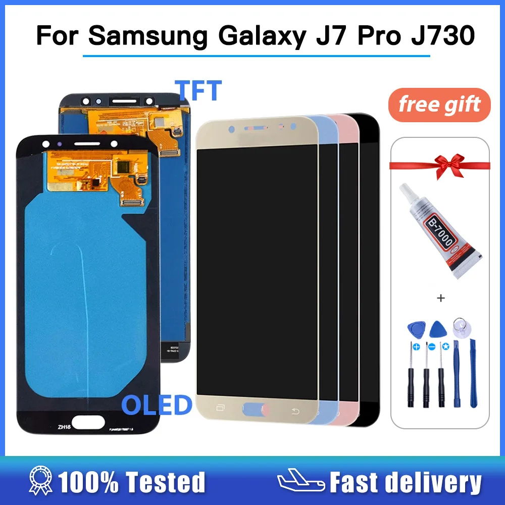 ЖК-дисплей с OLED-дисплеем для Samsung Galaxy J730F J730GM J730G J730 J7 Pro сенсорный ЖК-экран в сборе