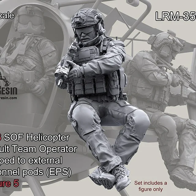 1 / 35 Resin Soldier model modern Black Hawk helicopter set soldier 9  white model 2