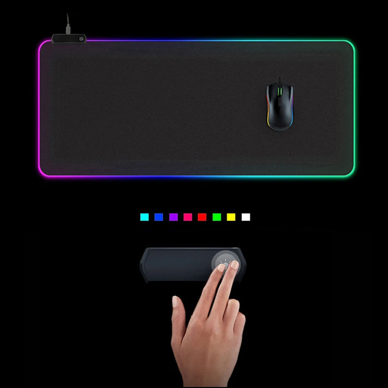 LED Light Desk Mat Big Computer Mousepad Medium 60x30 80x30 90x40cm RGB