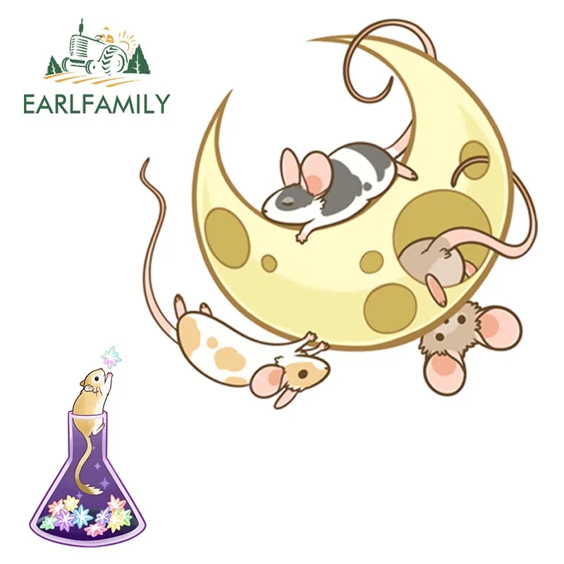 EARLFAMILY забавная Луна мышь Автомобильная наклейка банка звезд милое сердце крысы