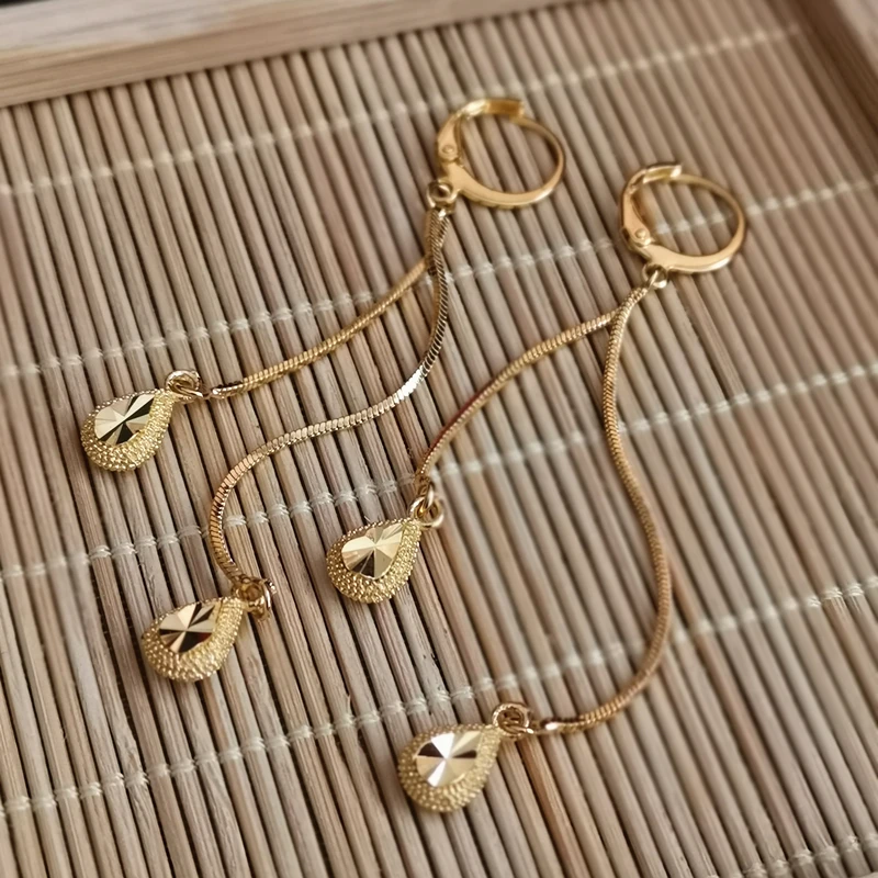 Gold Color Waterdrop Long Tassel Earring for Women Pendientes Brincos Trendy Jewelry Accessories Gifts