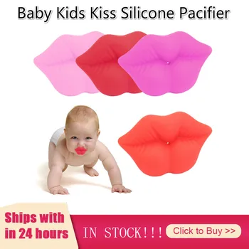 

Baby Pacifier Clip Red Kiss Lips Pacifiers Funny Silicone Nipples Teether Soothers Pacifier Kids Feeding Chupetes Para Bebes