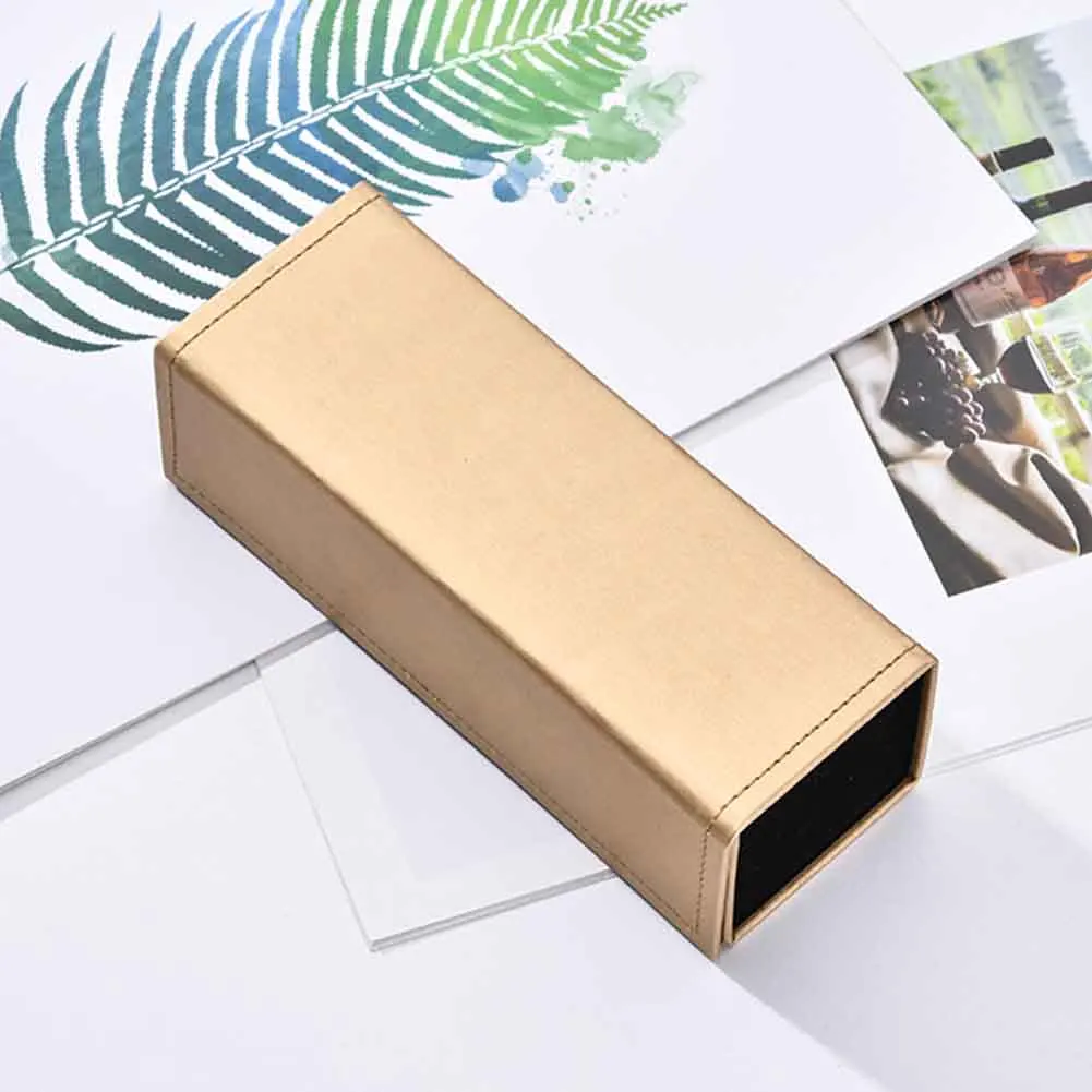 

Anti Scratch Container Artificial Leather Foldable Sunglasses Glasses Outdoor Magnetic Eyewear Case Hard Storage Box Solid