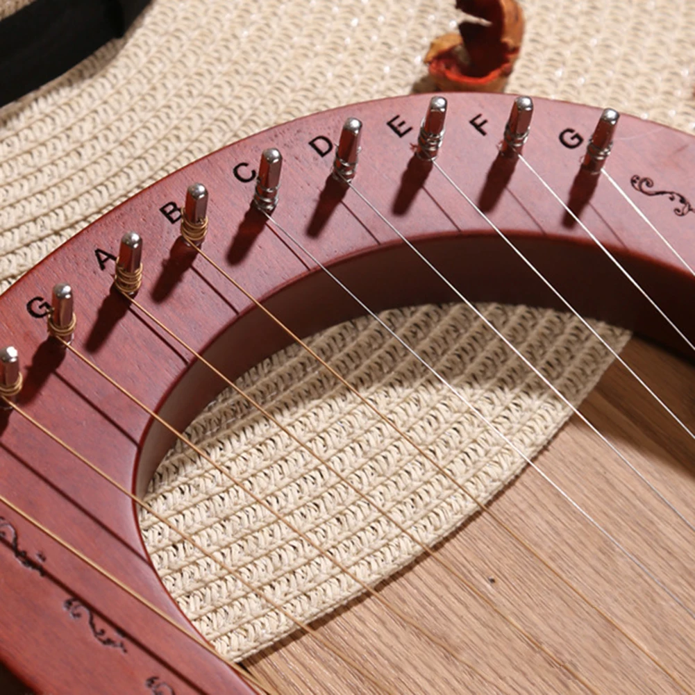 Lyre harp 10 металлическая струнная арфа из красного дерева портативная маленькая арфа с прочными стальными струнами лесенка из дерева и веревки музыкальный инструмент