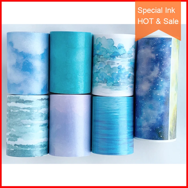 Spedizione Gratuita 7 Disegni Washi Tape Inchiostro Speciale Decorazioni Artigianali Giapponesi Adesivo Fai Da Te Nastro Adesivo Etichetta Adesivi Sky