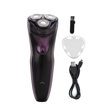 

USB Charging Electric Shaver Waterproof Beard Trimmer Low Noise 3 Independent Floating Shaving Razor with Sideburns Trimmer 31