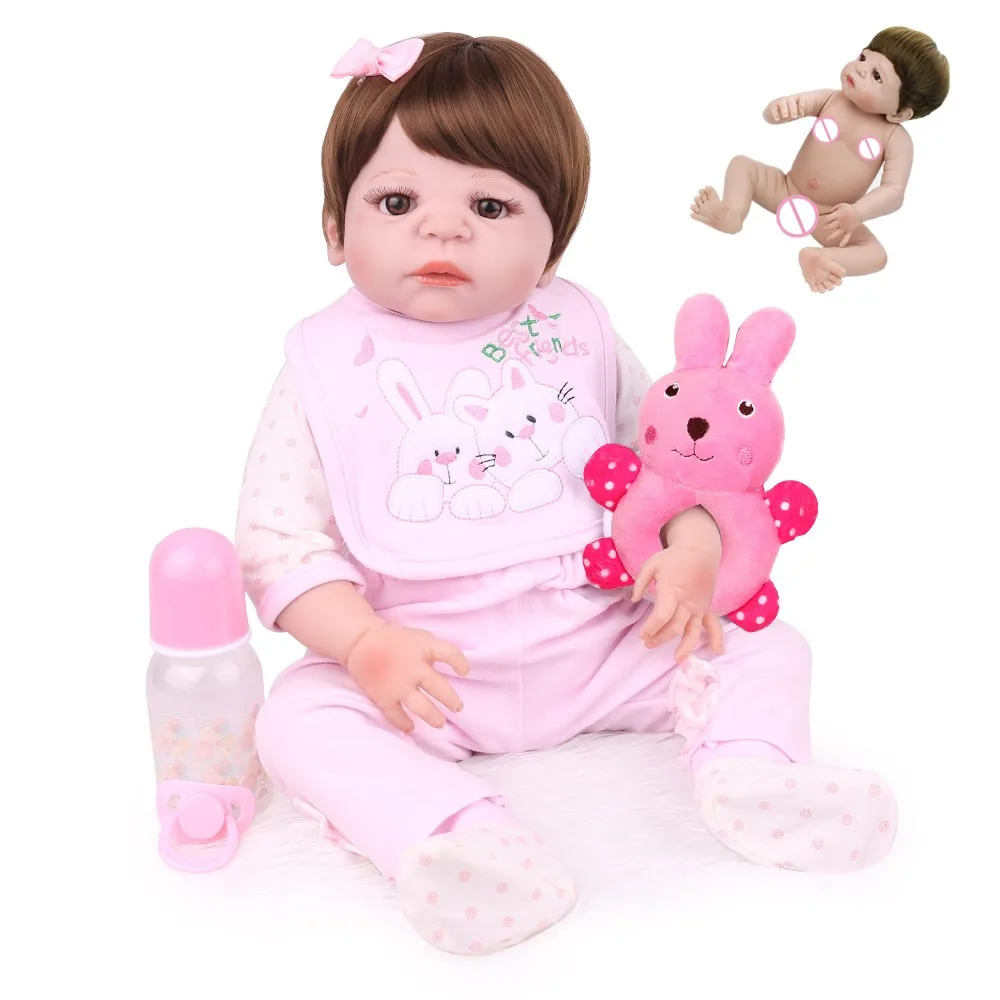 22 дюйма 55 см полностью тело Vinly Reborn baby girl Кукла Милая имитация детская игрушка для подарка на день рождения Рождество Brinquedos