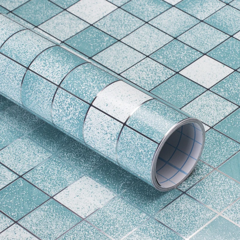 Kitchen Heat resistant Self adhesive Plaid Wall Paper Bathroom