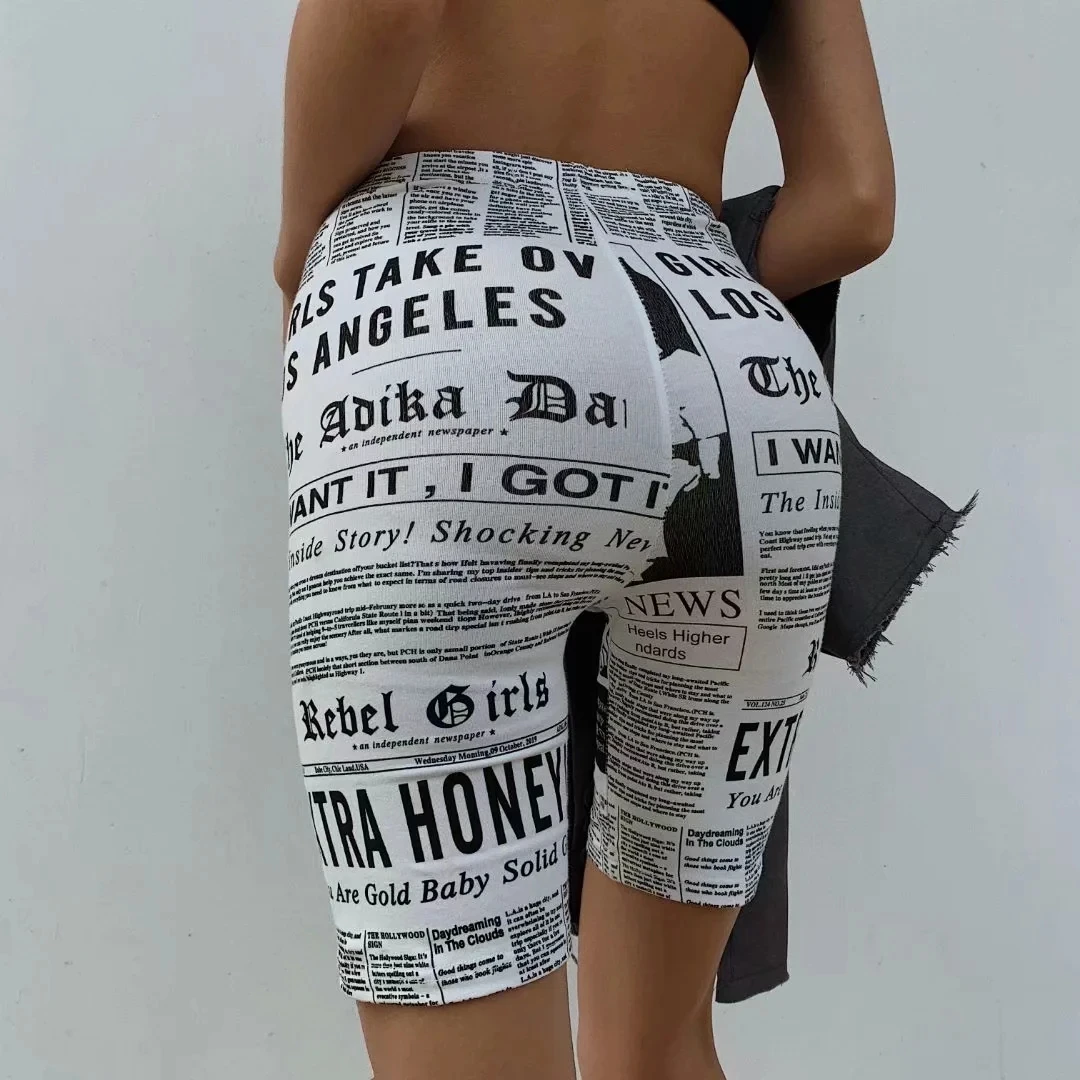 MosiMolly 2020 trendy newspaper print capris pants women Knee Length short pants cool streetwear bottom pants capris women MosiMolly 2020 trendy newspaper print capris pants women Knee Length short pants cool streetwear bottom pants capris women
