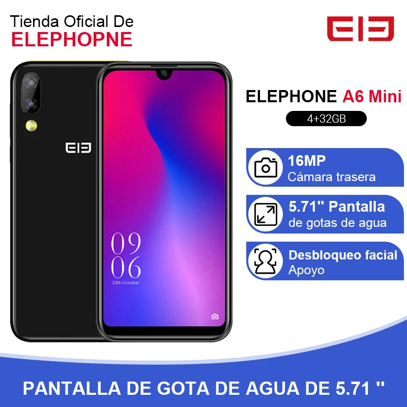 Elephone A6 Mini 4 ГБ 32 смартфон 5 71 дюймов экран водослива мобильный телефон Android 9 0 MT6761