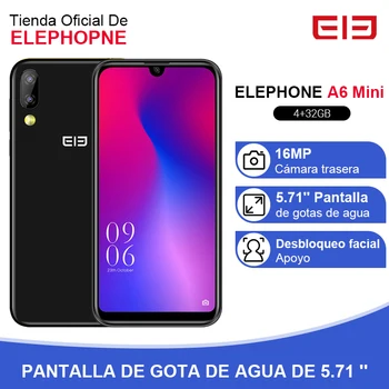 

Elephone A6 Mini 4GB 32GB Smartphone 5.71 Inch waterdrop Screen Mobile Phone Android 9.0 MT6761 Quad Core HD+ 16MP 3180mah 4G